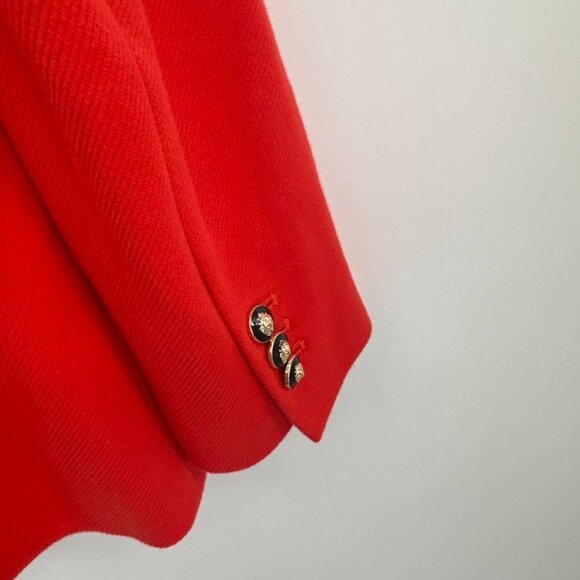 Talbots Womens orange Blazer Jacket Size 10 Cotton Blend crest Button lined - Picture 12 of 14